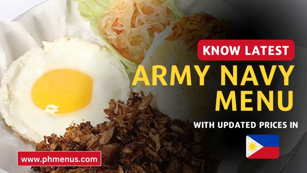 Army Navy Menu Prices