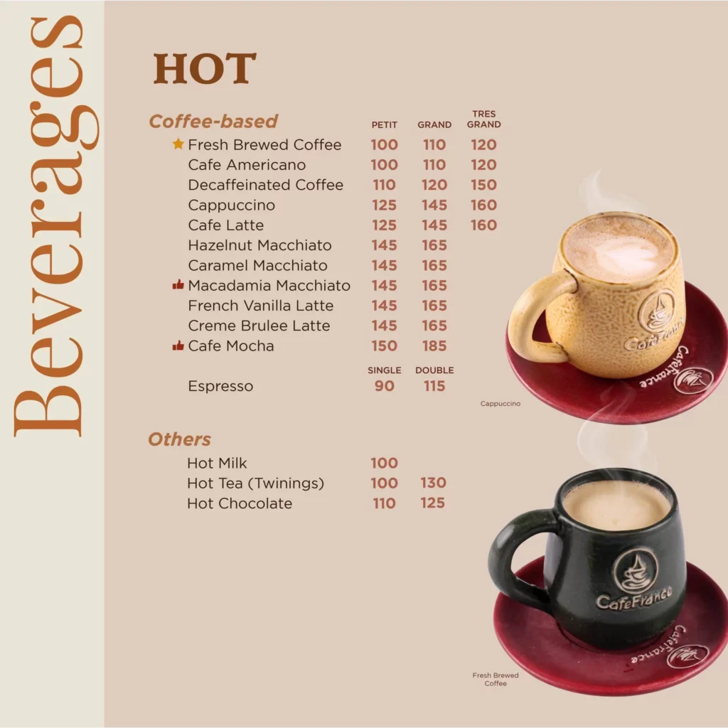 Cafe France CATERS TO GO Menu