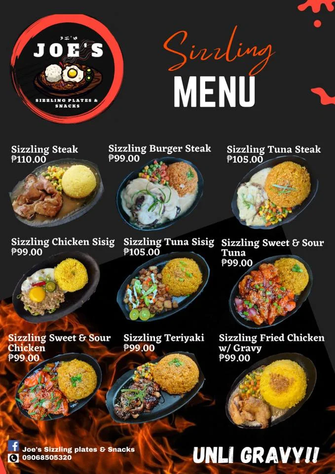 Sizzling Plate Menu Prices