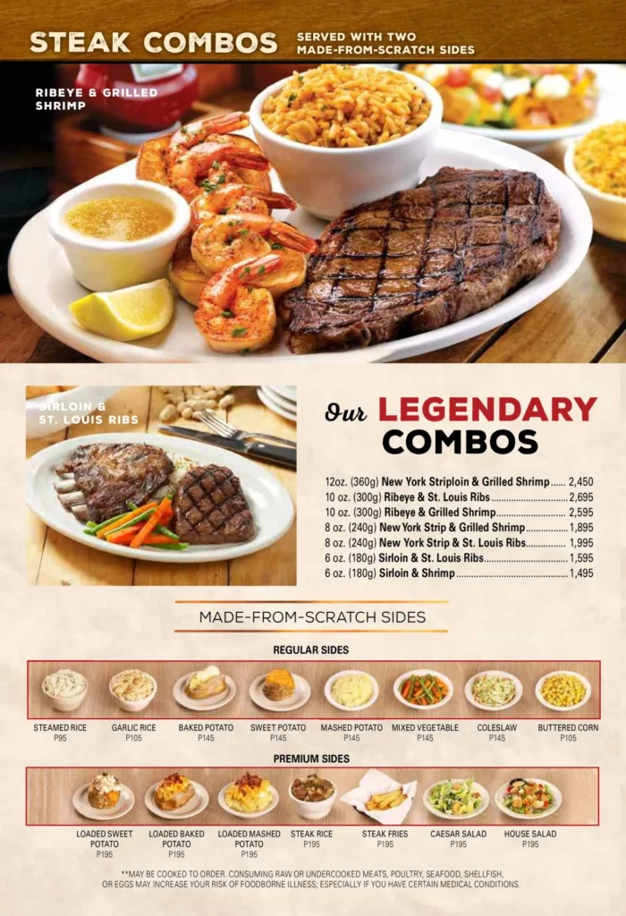 texas roadhouse COUNTRY DINNERS menu