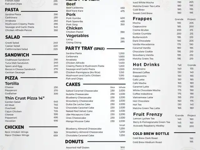 Coffee Project Menu Prices