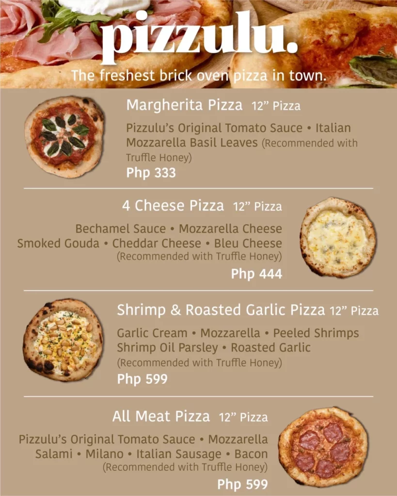 Pizzulu Menu Prices
