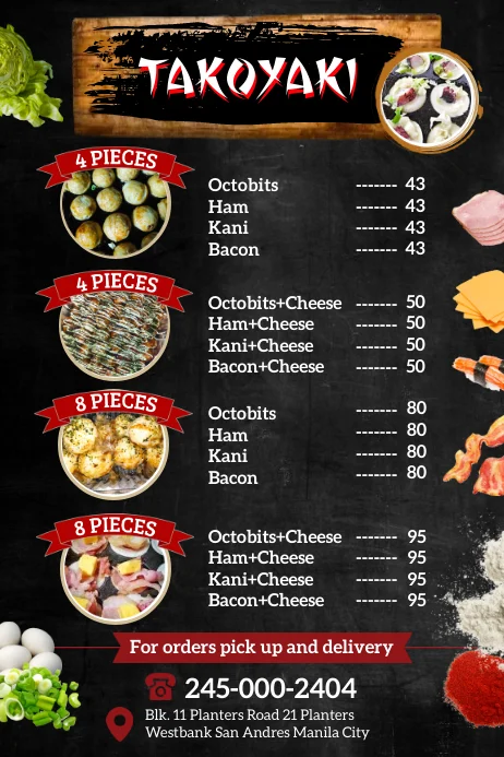 Takoyaki Menu Prices