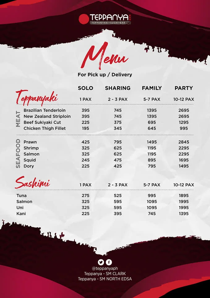 teppanya NIGIRI SUSHI PLATTER menu