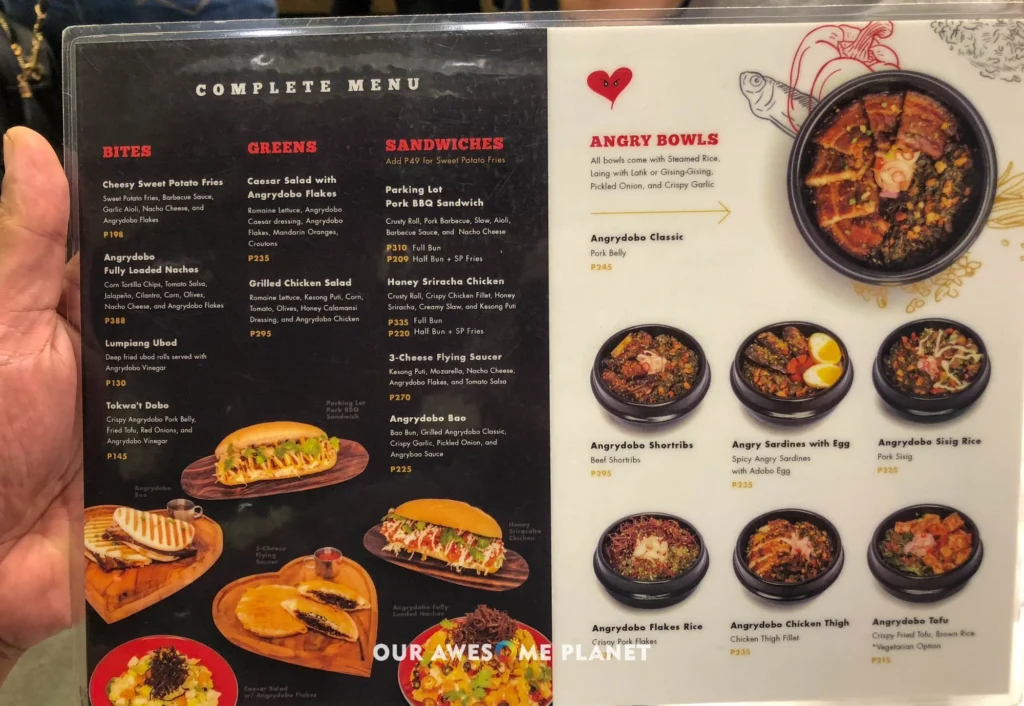 Angrydobo Menu Prices