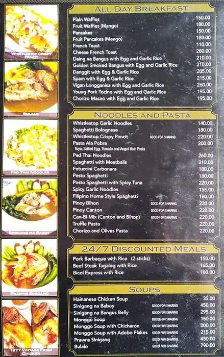 whistlestop menu Prices