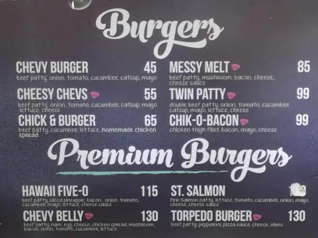 Chevy Burger Menu Prices
