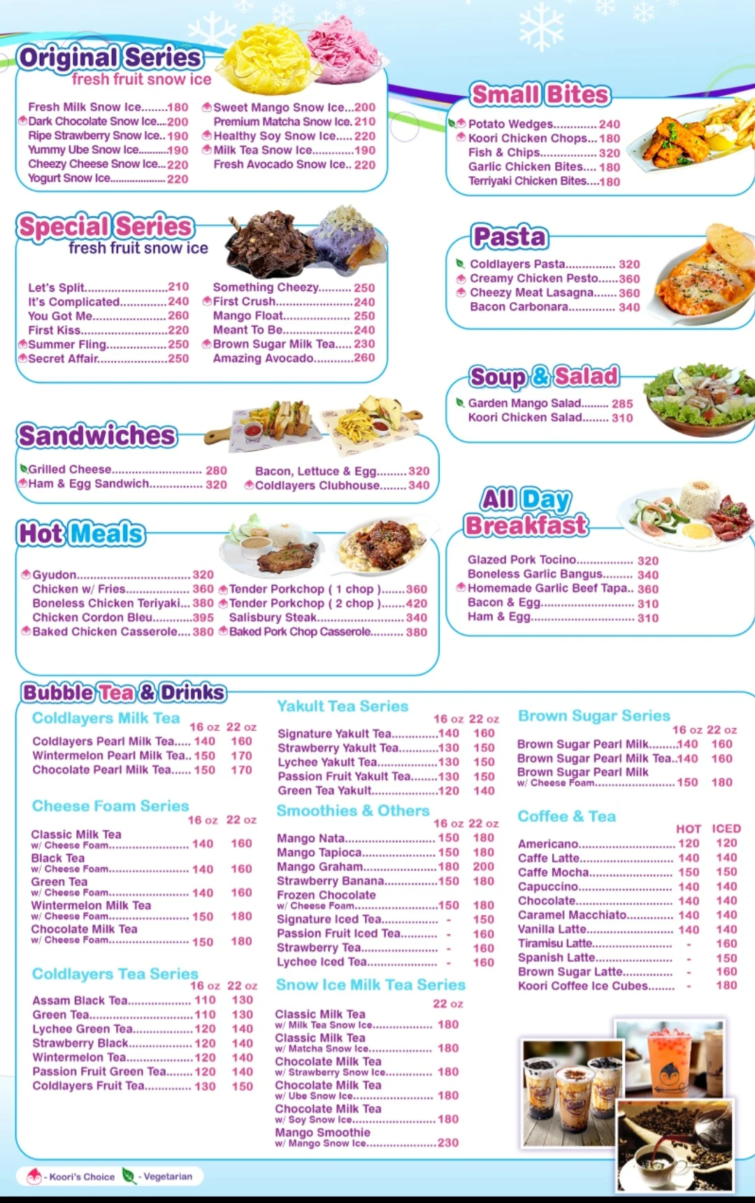 Cold Layers Cafe Menu Prices