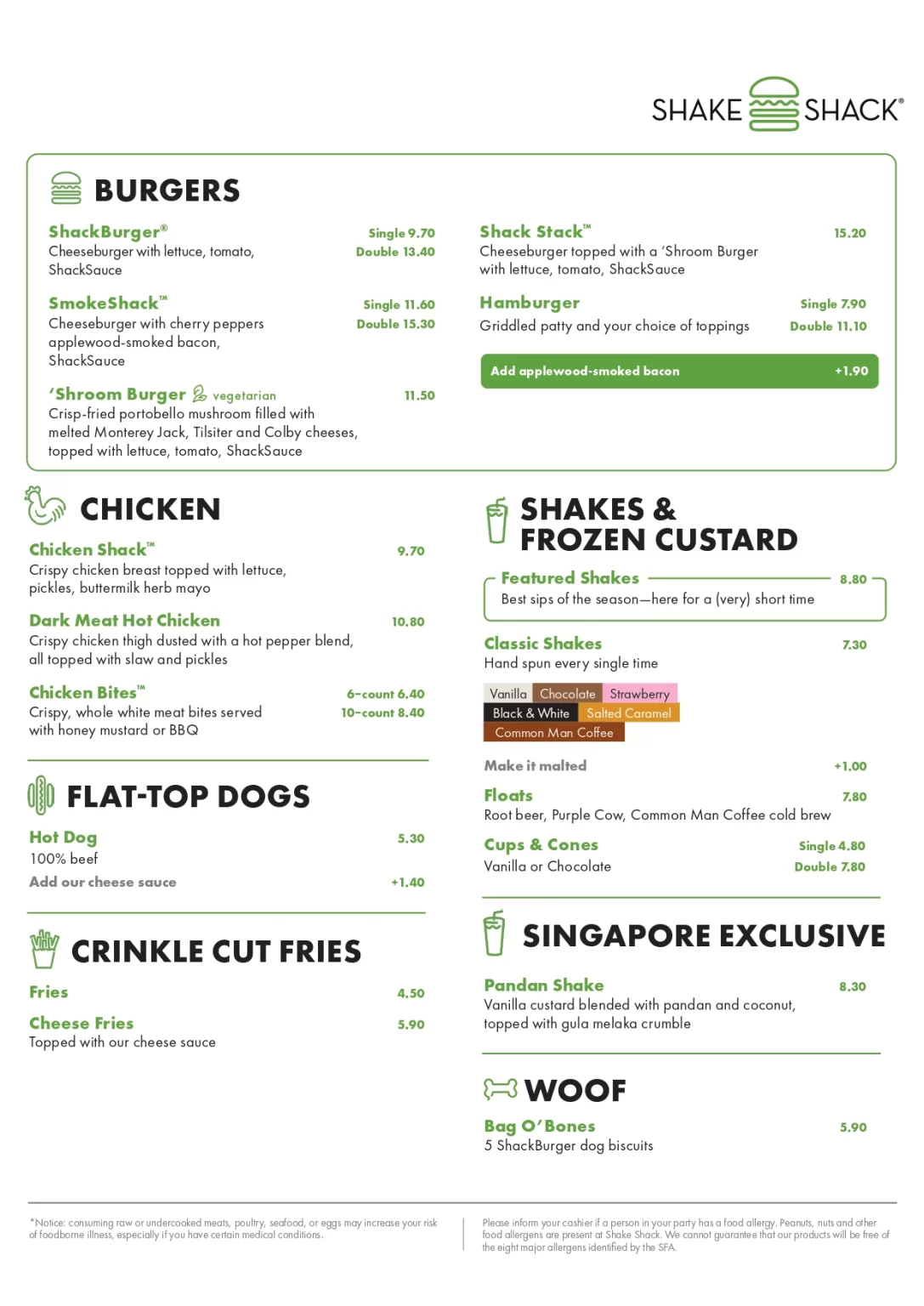 Shake Shack menu Prices
