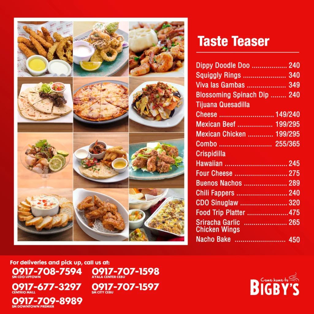 Bigby’s Cafe and Restaurant Menu Prices