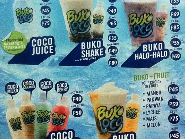 Buko Loco Menu Prices