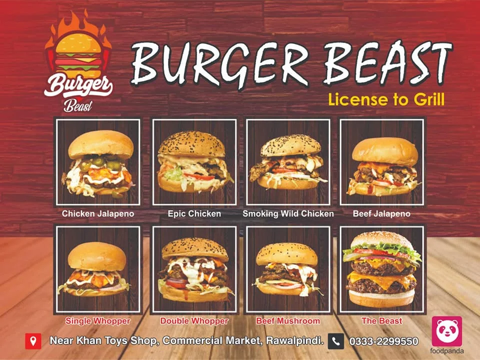 Burger Beast Burgers Menu