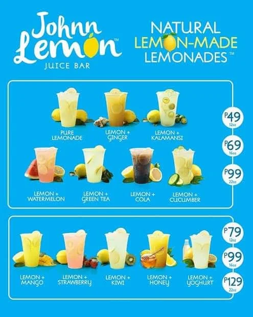 Johnn Lemon Menu prices