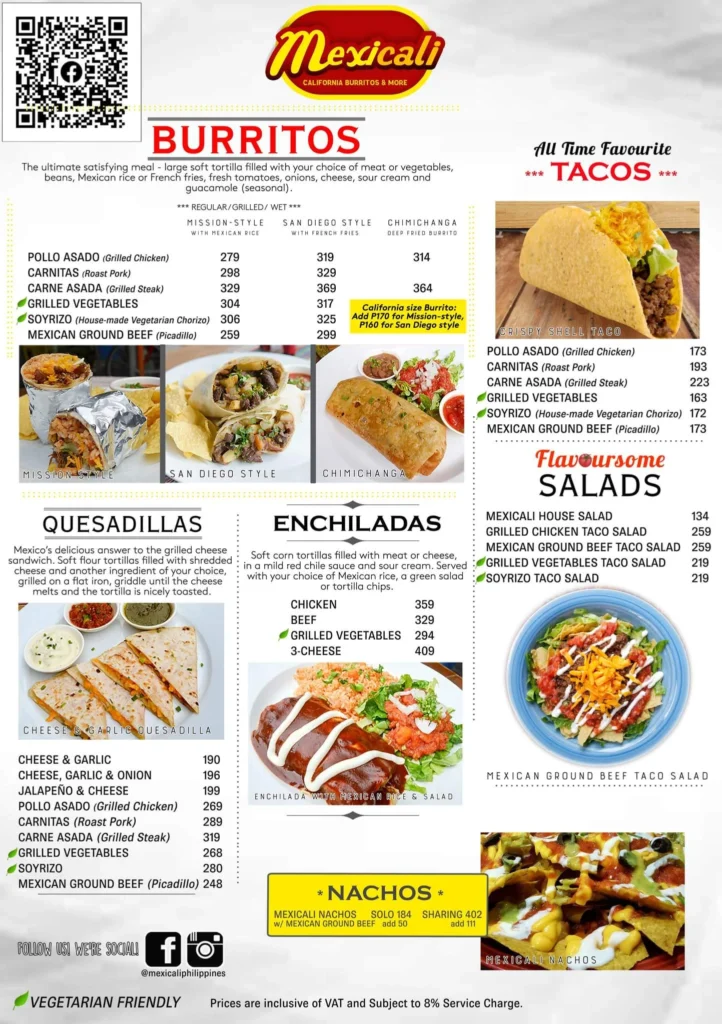 Mexicali Menu Prices