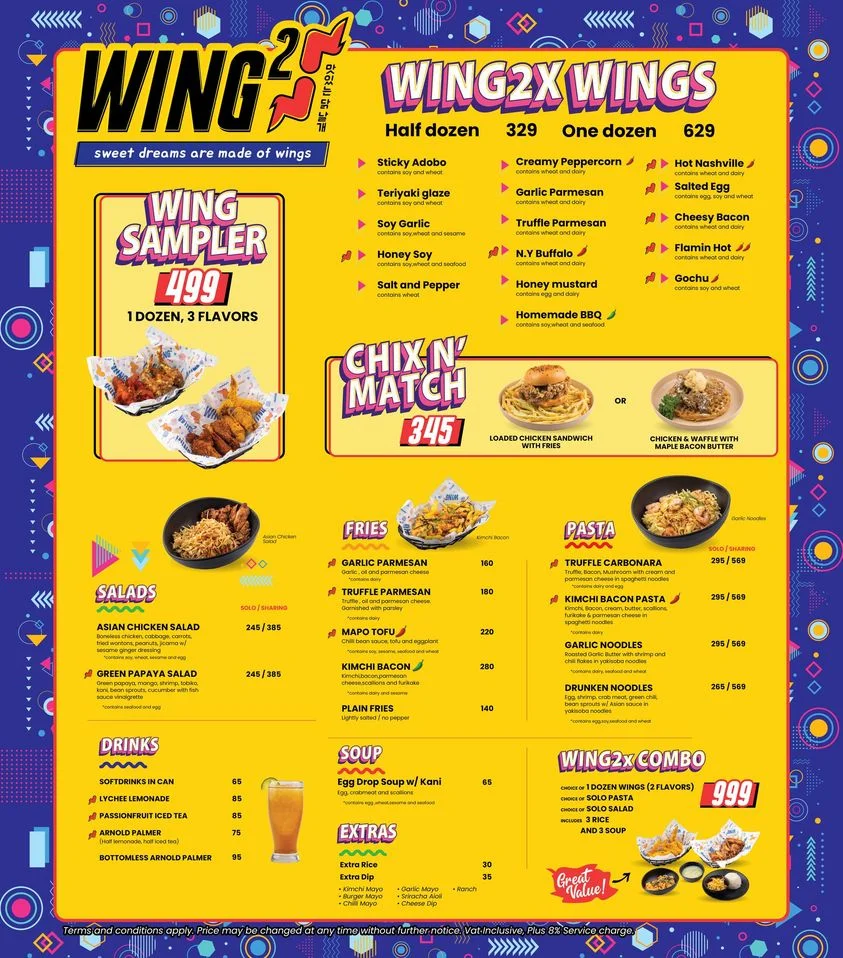 Wing 2x Menu Prices