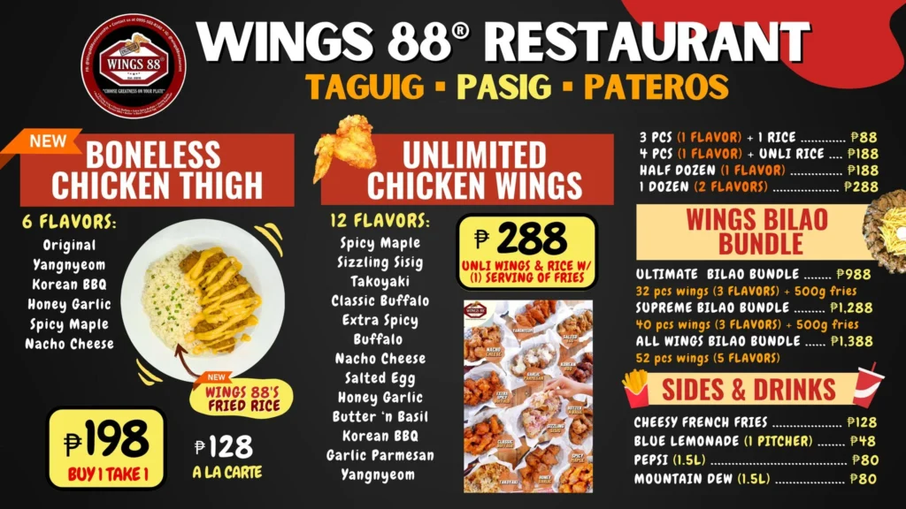 Wings 88 Menu Prices