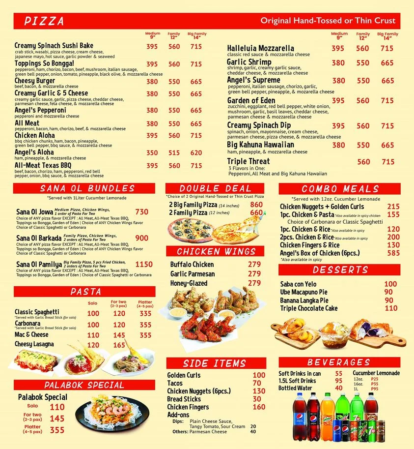 Angel's Pizza Chicken Wings Menu Prices