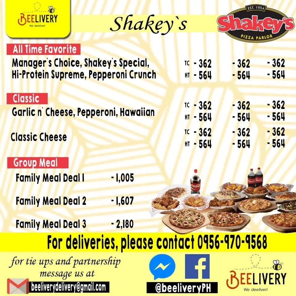 Shakey's Burgers Menu prices