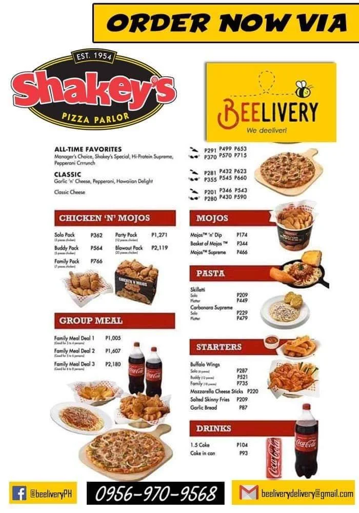 Shakey's Combos Menu Prices