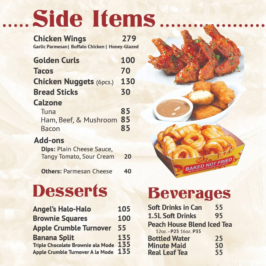 Angel's Pizza Side Items Menu Prices