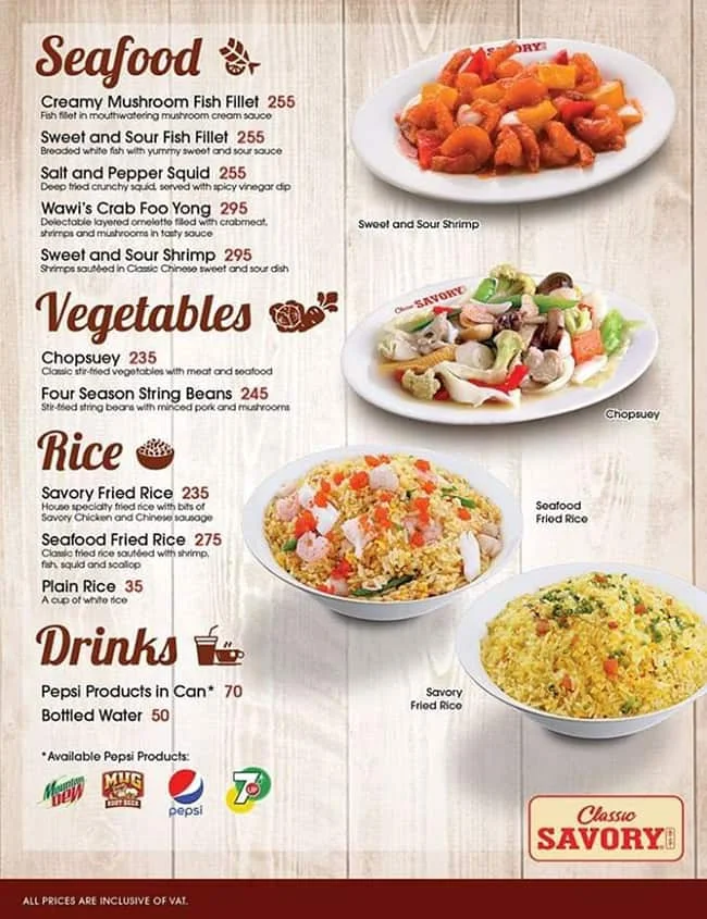 Classic Savory Rice and Noodles Menu prices