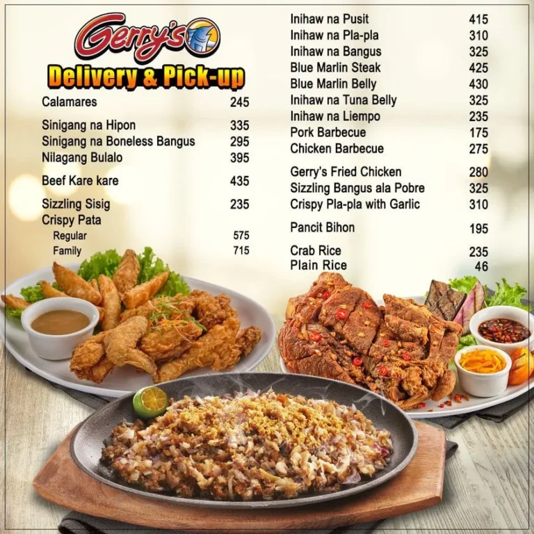 Gerry's Grill Appetizers Menu Prices