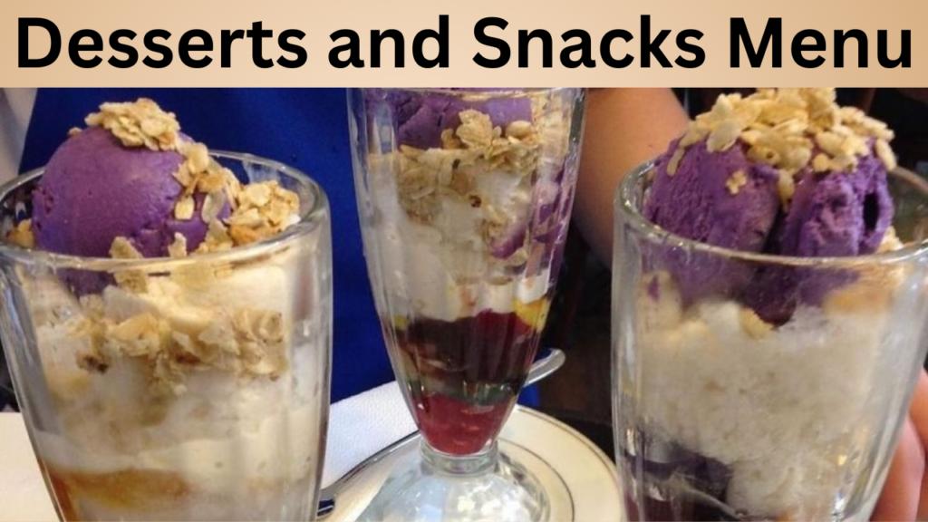 Desserts and Snacks Menu