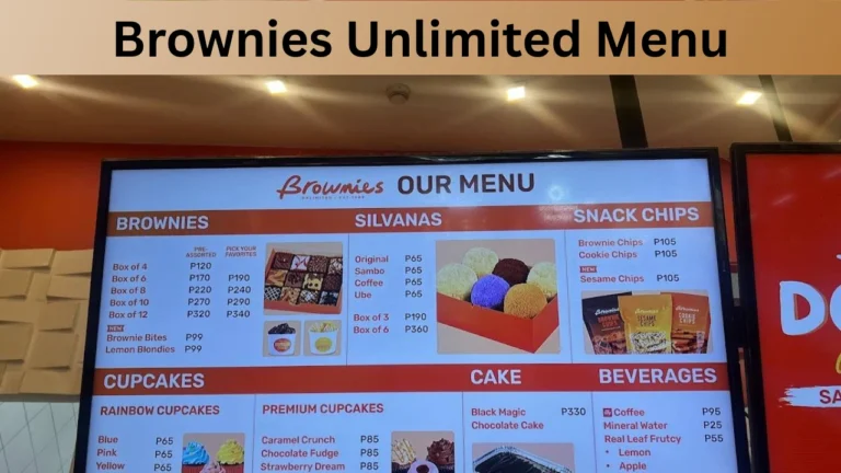 Brownies Unlimited Menu
