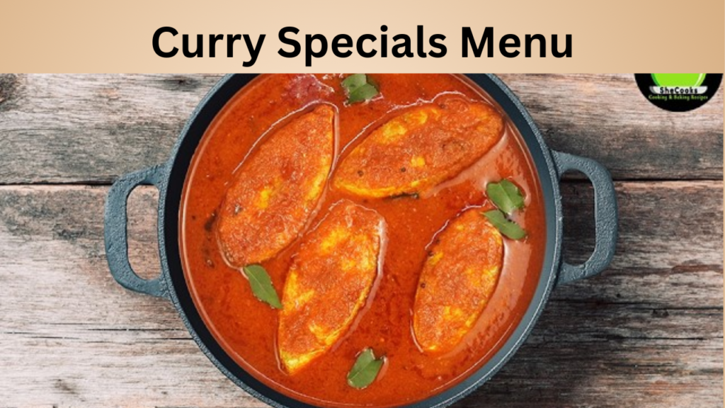 Curry Specials Menu